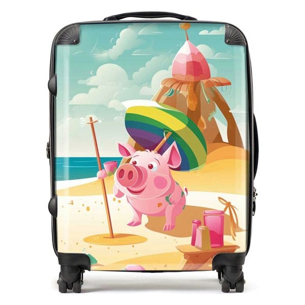 Warren Reed Piglet On A Beach Holiday Suitcase