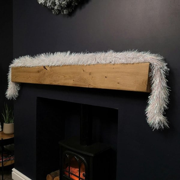 Samuel Alexander 2m x 10cm Festive Tinsel Garland Christmas Tree Decoration Iridescent White