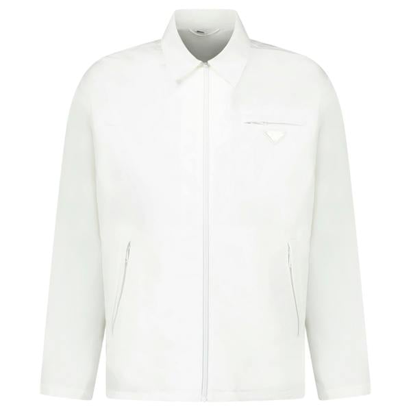 Prada Logo Applique Overshirt Jacket White - chancefashionco