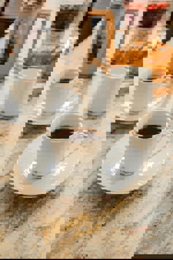 Mikasa Chalk Set of 2 Porcelain Espresso Cups and Saucers, 90ml, White