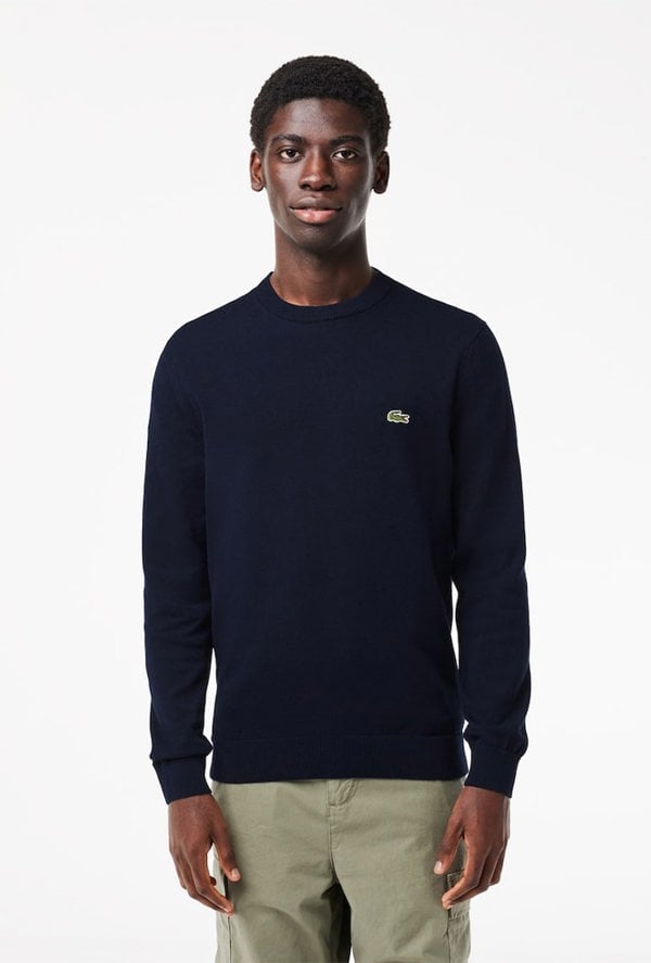 Lacoste Men's Monochrome Crew Neck Sweater - Navy