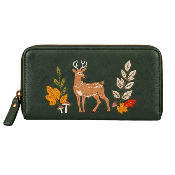 Fores Collection Ladies Embroidered Stag Purse Woodland Zip Around Wallet