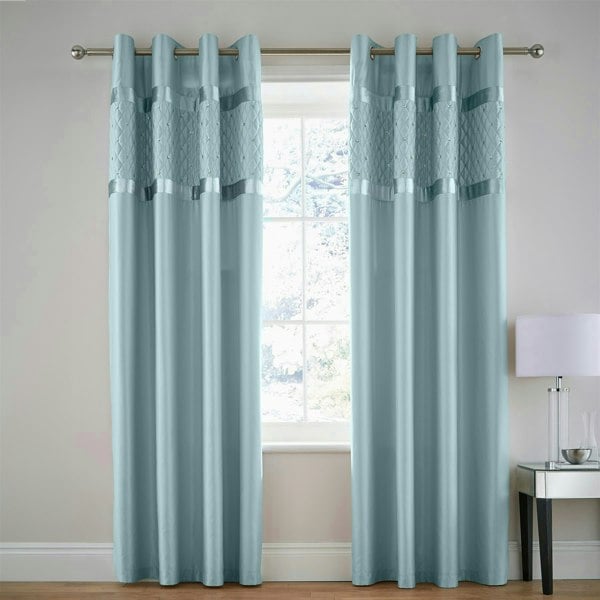 Catherine Lansfield Sequin Cluster Fully Lined Eyelet Curtains Duck Egg