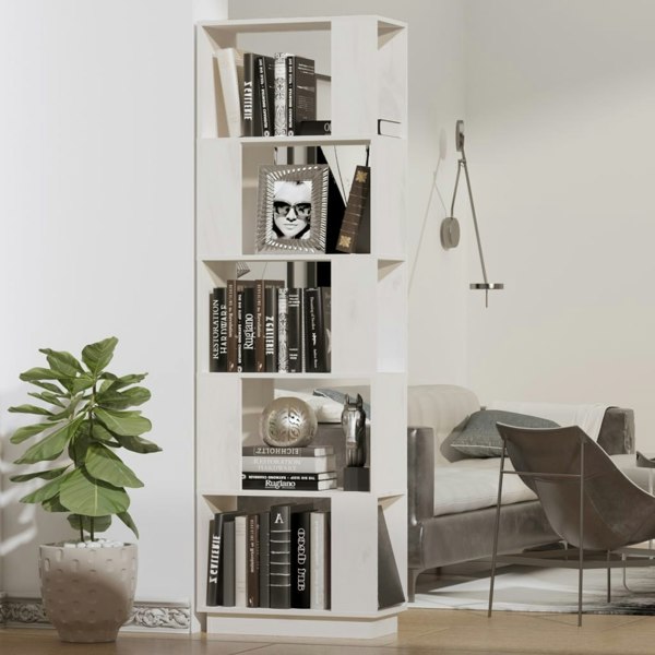 Berkfield Book Cabinet/Room Divider White 51x25x163.5 cm Solid Wood Pine