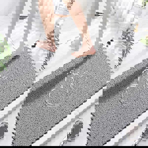 Nicoman Embossed Spaghetti Loofah Anti Slip Shower Mat - Double Heart