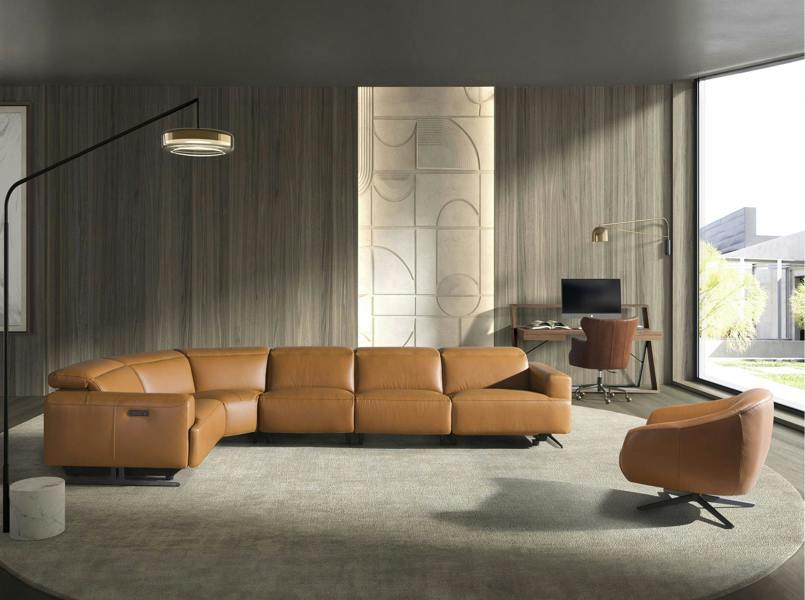 Angel Cerdá Brown leather modular relax corner sofa 6263