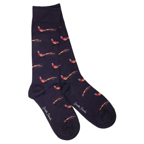 SWOLE PANDA 4-Pack Bundle Foxes & Pheasants Bamboo Socks, Green/Navy