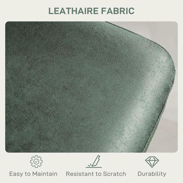 Green upholstered bar stool fabric with subtle grain texture on curved seat and back