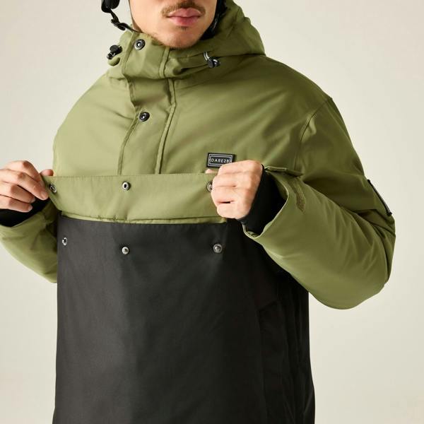 Dare 2B Mens Freeride III Overhead Ski Jacket - Black/Martini Olive - 