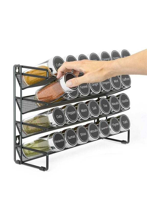 Living and Home 4-Tier Metal 24 Bottle Spice Rack Organizer Jar Rack