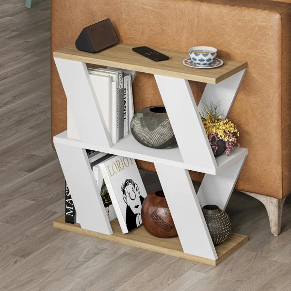 Decortie Lazena Modern 3-Tier Side Table, Slim Particleboard End Table H55.4cm