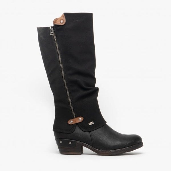 Rieker 93655-00 Womens Knee High Boots - Black