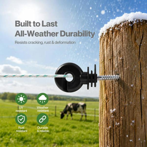 Traderight Electric Fence Insulators Grooved PP+PE Black 120pc