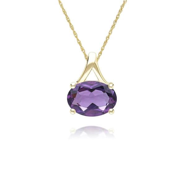 Gemondo Classic Oval Amethyst Pendant Necklace in 9ct Yellow Gold 7x5mm