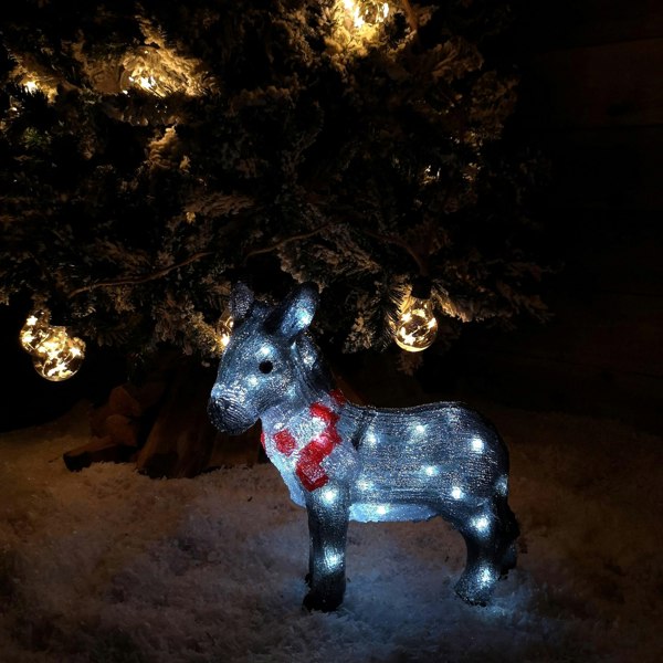Samuel Alexander 34cm Battery Operated LED Light up Acrylic Christmas Donkey Decoration