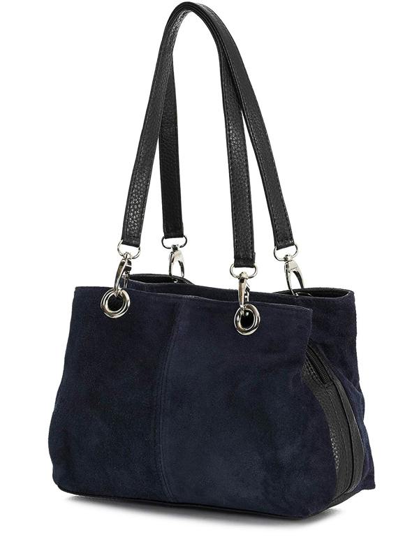 Kitise Real Italian Suede Vivid Colours Small 3 Compartments Tote Bag Stylish Shoulder Handbag