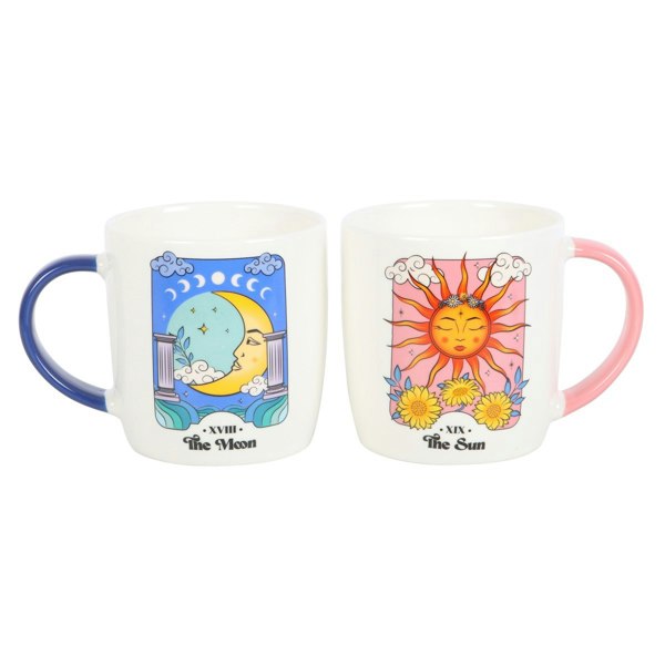 Something Different Sun and Moon Celestial Mug Set (Pack of 2) - White/Blue/Red