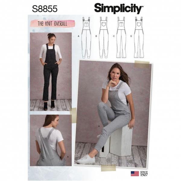 Simplicity Sewing Pattern 8855, Dungarees for Women, H5 (6-8-10-12-14) - Intermediate