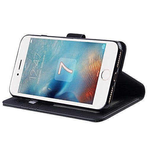 iPhone 8 Case, PU Leather Wallet Case Flip Cover with Card Slots & Stand For Apple iPhone 8 - Black
