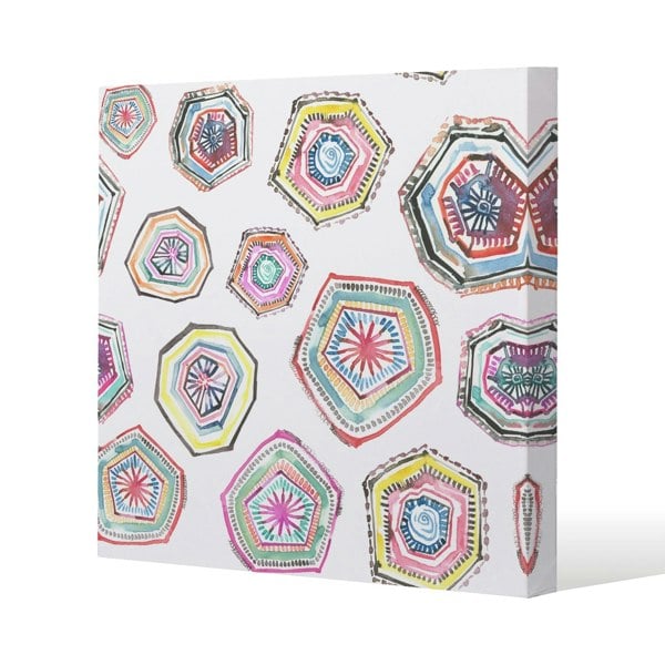 Benjamin Tate Design Hand painted multicolor watercolor  geometrical pattern (Canvas Print)