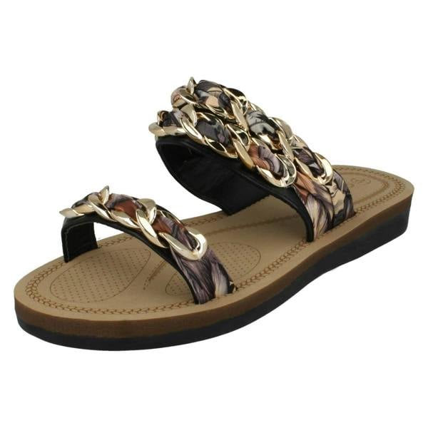 Savannah Ladies Savannah Flat Double Braided Strap Sandals