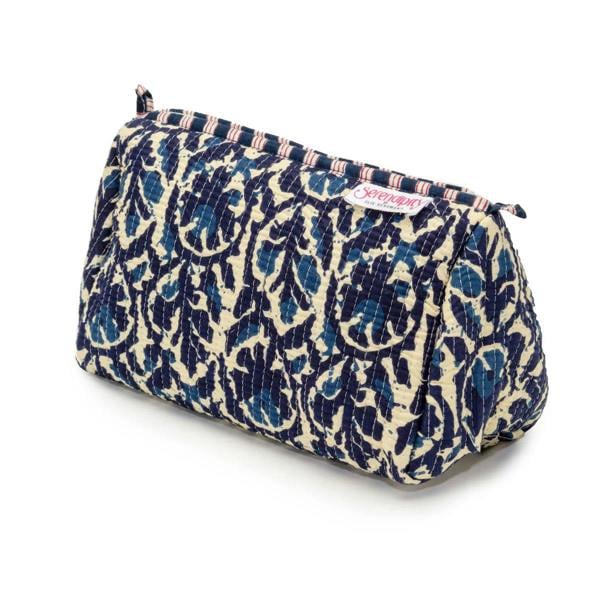 Elie Beaumont Serendipity Cotton Cosmetic Bag Set - Indigo Ikat