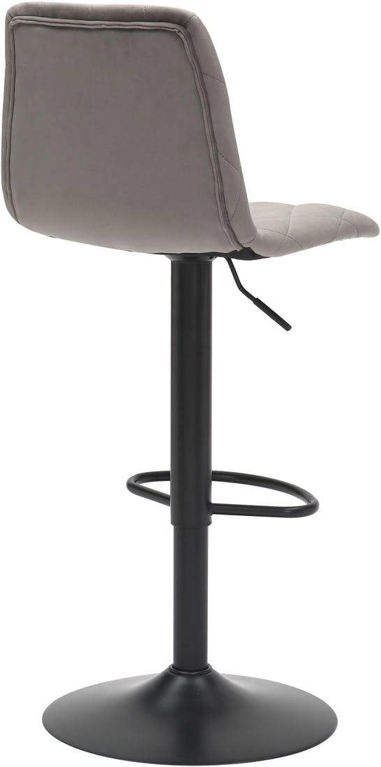 Lamboro Verona Velvet Kitchen Bar Stools, Matt Black Stem & Base, Height Adjustable Gas Lift With Backrest, Breakfast Bar Stool - Grey