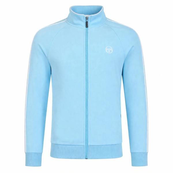 Sergio Tacchini Tasso Velour Track Top Jacket Baltic Sea/White