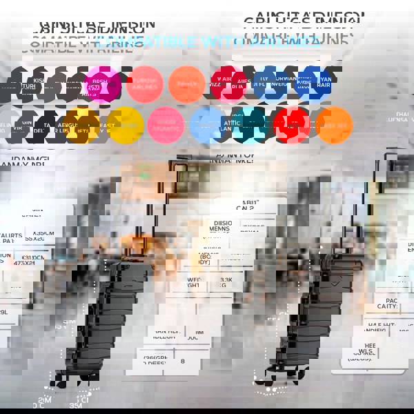 Flight Knight 55x35x20cm Hard Shell Cabin Carry On Suitcase 100+ Airline Approved