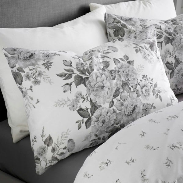 Catherine Lansfield Elinda Floral Grey Duvet Cover Set