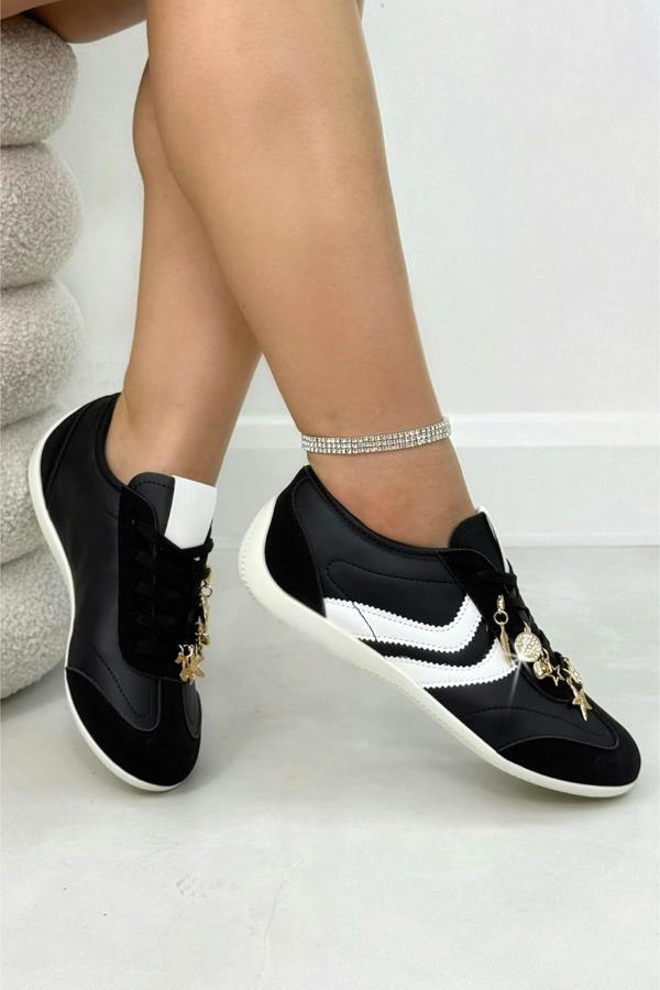 Sparkly Charm Horizon Trainers Black, with a closer look at the design details