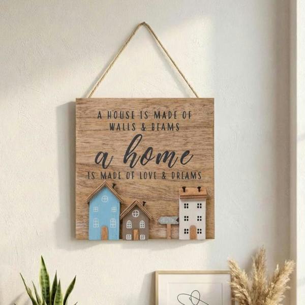 Garden Greatness Hanging Wooden Love Home Sign