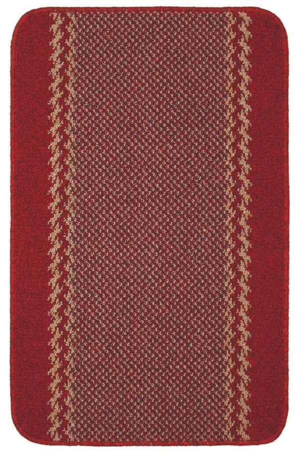 Machine Washable Red Design Mats | Bordered Line | The Rugs