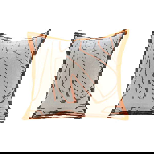 Anyhouz Pillowcase White With Orange Abstract Line Print Decorative Cushion Cover