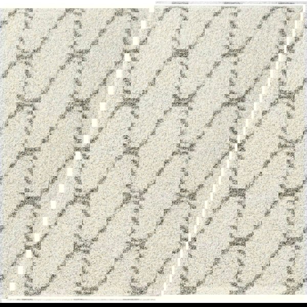 Trellis Design Thick Shaggy Area Rugs Ivory