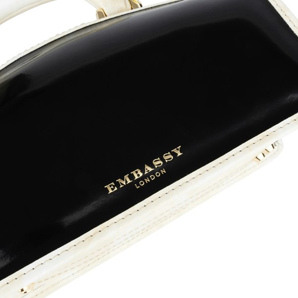 Embassy London Gazelle - Black & Cream - Women’s mini patent leather top handle & crossbody bag