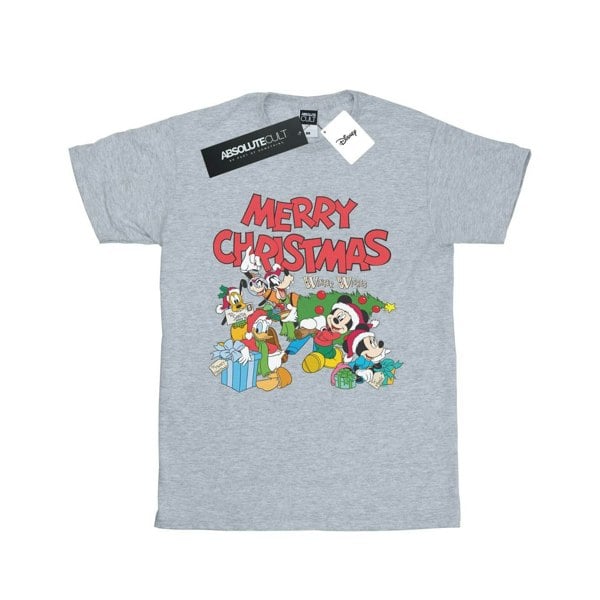 Disney Womens/Ladies Mickey And Friends Winter Wishes Cotton Boyfriend T-Shirt - Sports Grey