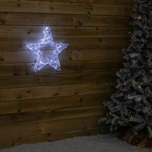 Samuel Alexander 58cm Light up Silver Galaxy Star Christmas Decoration with Cool White LEDs
