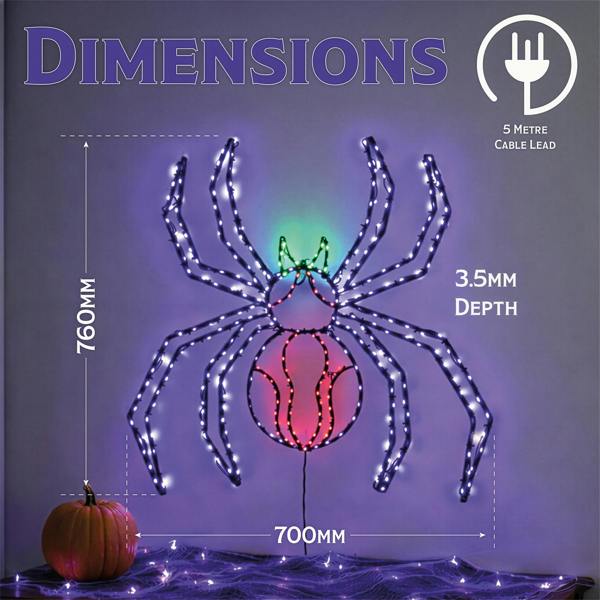 Fxlab Multicolour Micro LED Metal Silhouette Spider Outdoor Timer