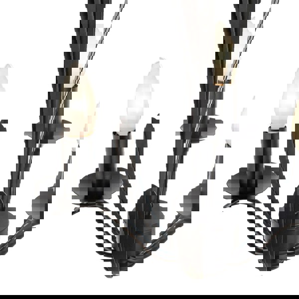 Traditional 3-Arm Ceiling Light in Matte Black with Metal Leaves Image 5