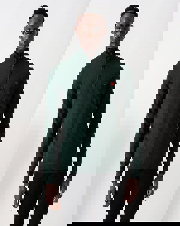 HUGO San Quintus-C Mens 1/4 Zip Pullover - Open Green 385