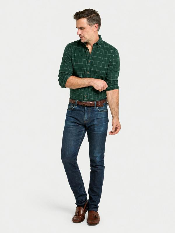 The Oxford Shirt Company Button Down Flannel Shirt - Green and White Check