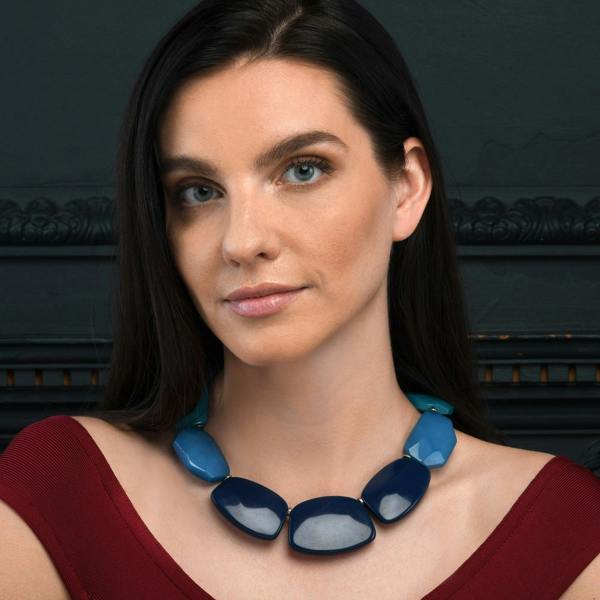 Zavana Chunky Blue Statement Necklace for Women