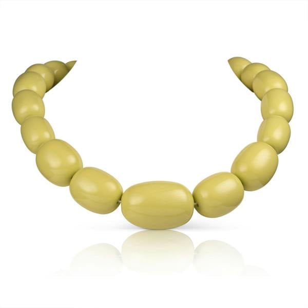 Zavana 20 inch Long Light Green Oval Beads Statement Necklace for Women