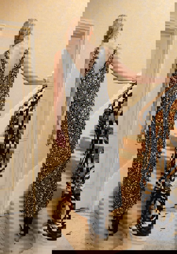 Estee Khaki Cat Midi Dress in Green