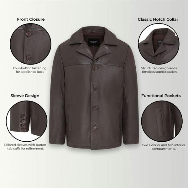 Infinity Leather Men’s 4 Button Italian Leather Blazer Jacket - Loxton