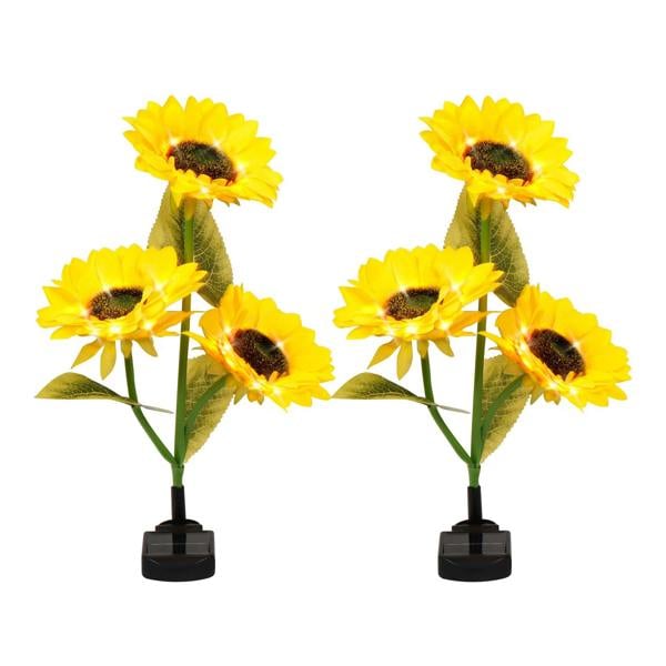 Gardenwize Pack of 2 Sunflower Solar Stake Lights with 3 Warm White LED Garden Lights
