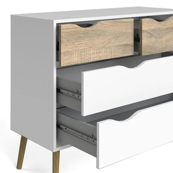 Wyld Haus Sapporo White and Natural Oak Chest 4 Drawers