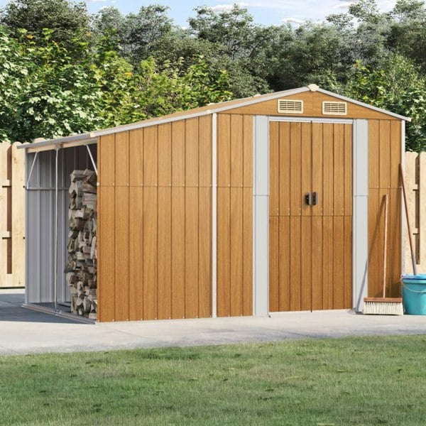 Berkfield Garden Shed Light Brown 277x192.5x179 cm Galvanised Steel