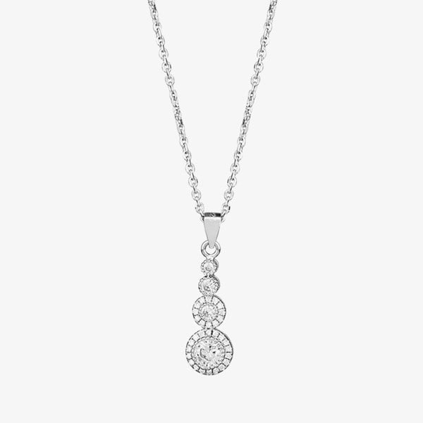 T. H. Baker Silver Cubic Zirconia Graduated Pendant and Dropper Earrings Set SET5449